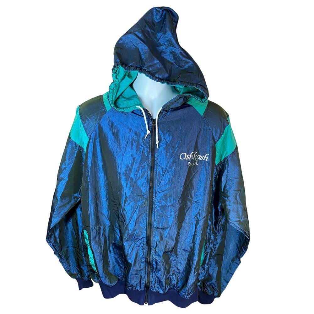 Vintage OshKosh B’Gosh Track Jacket | Men's 2XL | Blue & Green | Made in USA